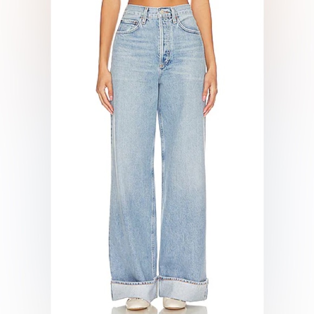 Agolde Dame High Rise Wide Leg Jeans in Showdown size 28